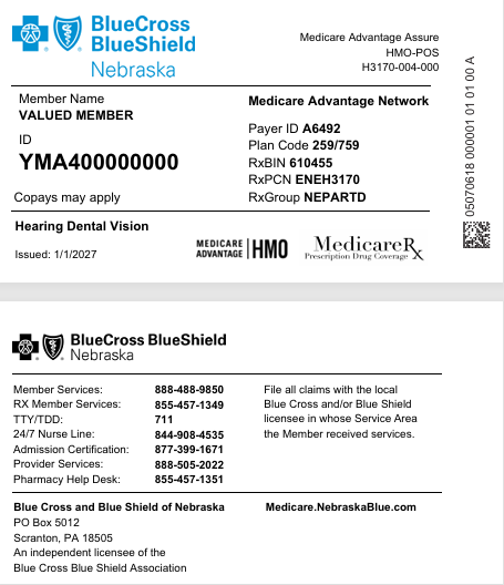 Example of new member ID card